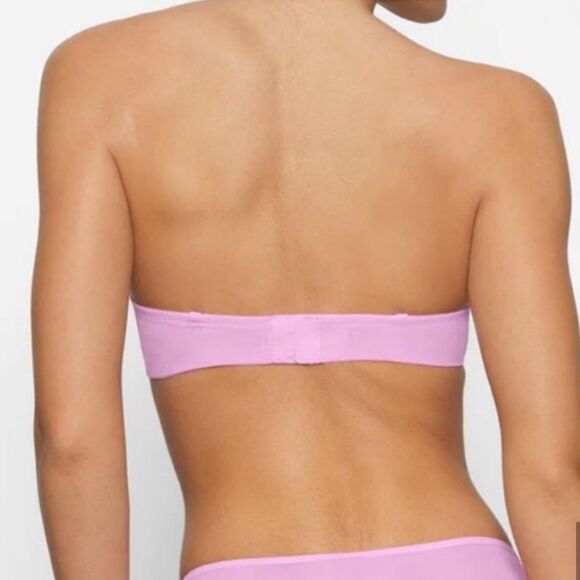 SKIMS NWT Ultra Fine Mesh Strapless Bra Pink Sheer Sexy Romantic Lingerie Bra - Picture 5 of 8